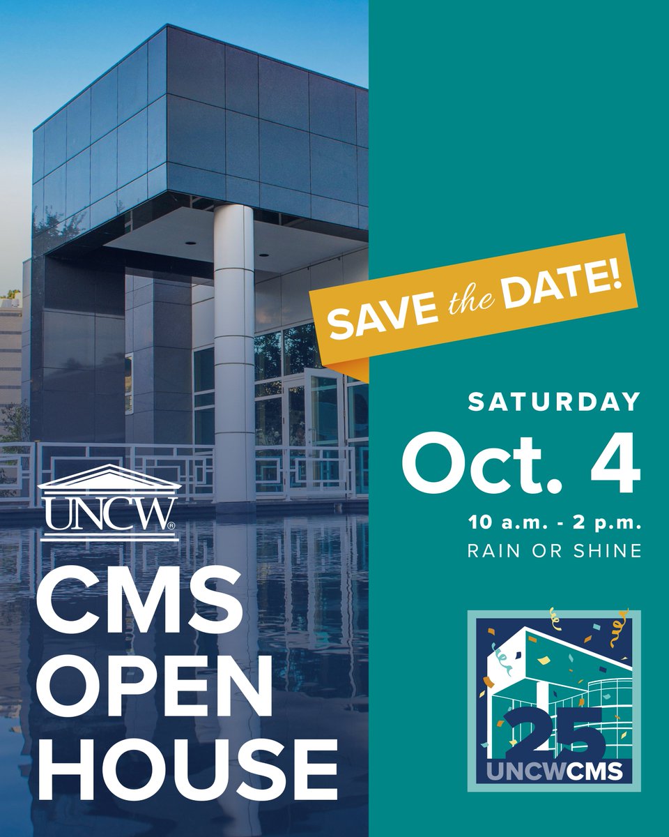 Join us for <a href="/UNCWilmington/">UNCW</a>'s Center for Marine Science OPEN HOUSE is Oct. 4, 10 a.m. - 2 p.m.
Celebrating our 25th Anniversary at the Myrtle Grove location will marine science has been soaring at UNCW for 54+ years!
