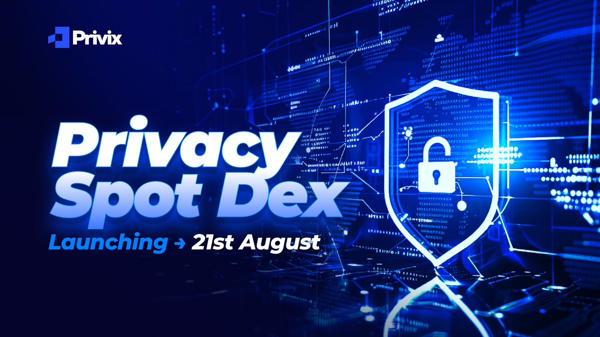 It's time!

The moment you've been waiting for has arrived. The official launch date for the Privix Privacy Spot DEX is 
August 21st, 2025, at 6:00 PM UTC.

We've built the Privix Privacy Spot DEX from the ground up using our native privacy architecture and military grade
