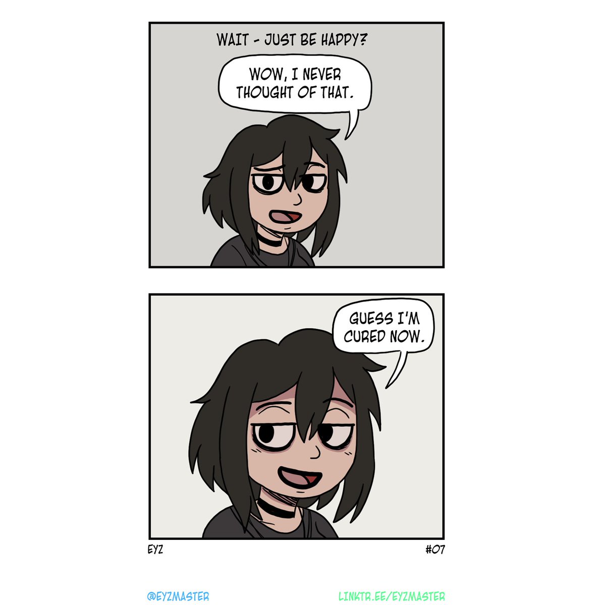 Eyzmaster's tweet photo. #COMIX OK But Not Functioning 07

Rue saw gains. Rue gained anxiety. 
☕️Thanks for the plush support and the empathy.

#Eyz #myart #OKbutnotfunctioning #Rue #oc #comix #webtoon #tapas #webcomics #comic #comics #sliceoflife #bestgirl #mentalhealthawareness #digitalcomics #depressionhumor