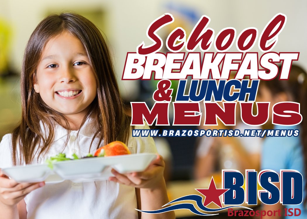 BrazosportISD's tweet photo. Students will again receive FREE breakfast and lunch at all of our campuses this school year. Thank you to our amazing @FeedBISD for providing nutritious and delicious meals with a smile! Browse menus online at https://t.co/nlTOr3qmUk
#MissionFirst #TeamAlways #FutureReady https://t.co/Hfum6KwADb