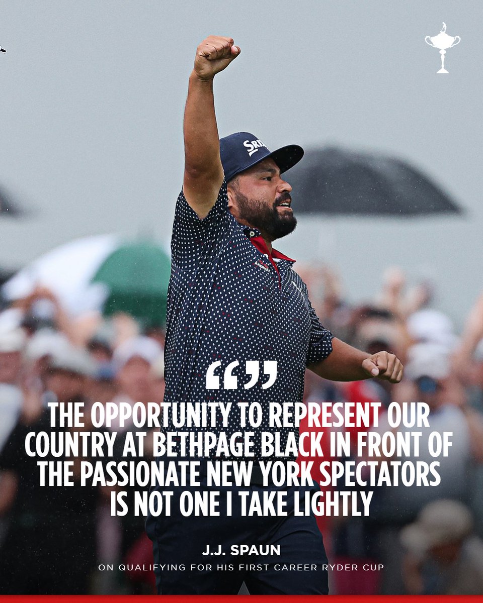 J.J. Spaun is ready to rock with the passionate Red, White &amp; Blue fans in New York! 🇺🇸 🏆

#GoUSA