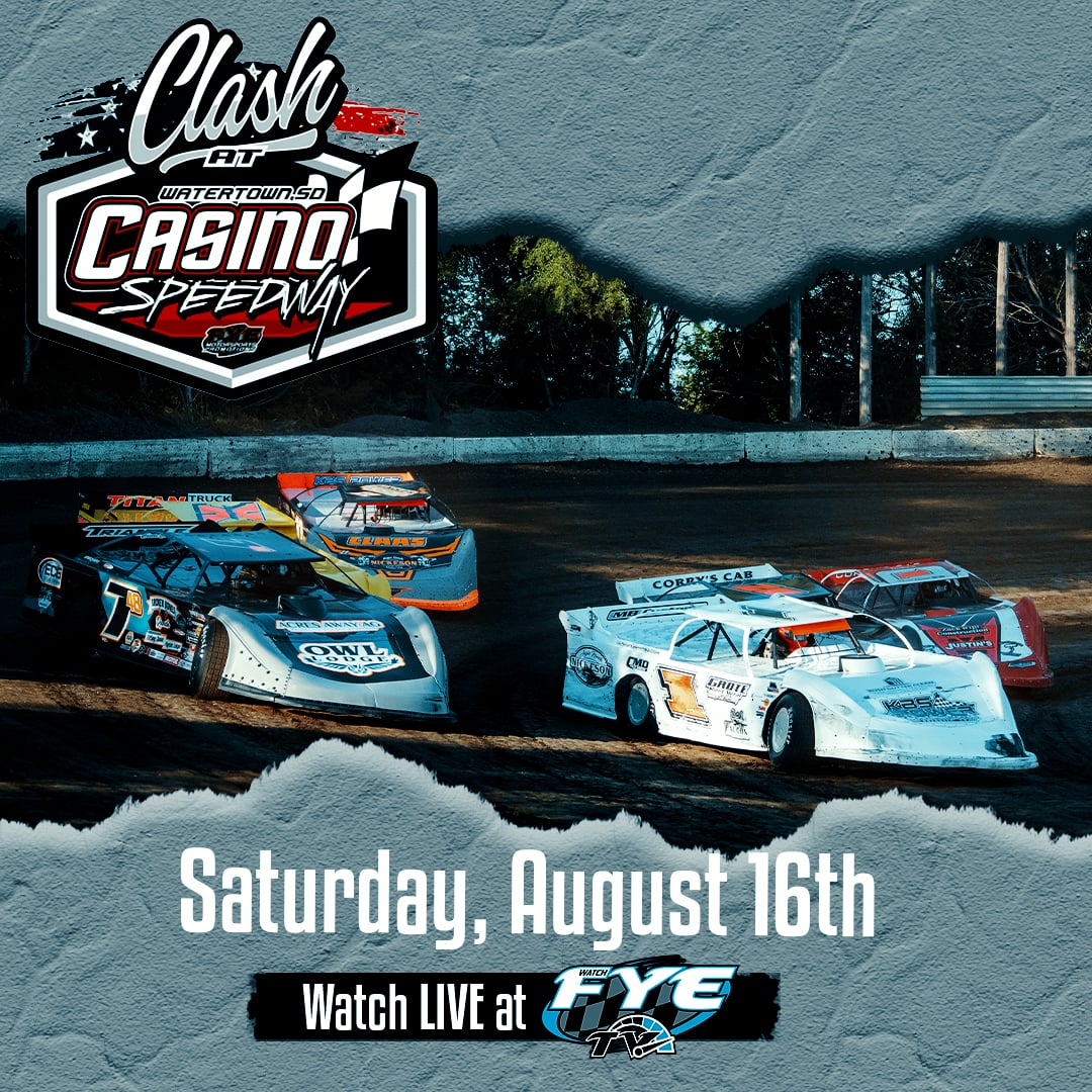 It's Clash at Casino Week!!!
We would love to have you at the track on Saturday night, but if you can't be there, catch every lap of all 6 Classes LIVE on WatchFYE.tv, DRC.tv and CasinoSpeedway.tv.
Join us in person or online!
