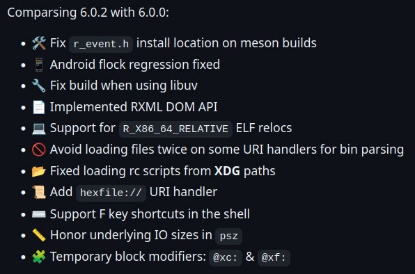 radareorg's tweet photo. radare2 6.0.2 is out! 🚀
Codename: “Relephant”

Mainly a bugfix release for Android and distribution packagers, but ships few shiny new features! ✨

🔗https://t.co/kj6Sx1Ia1G https://t.co/W9rrEEK2i4