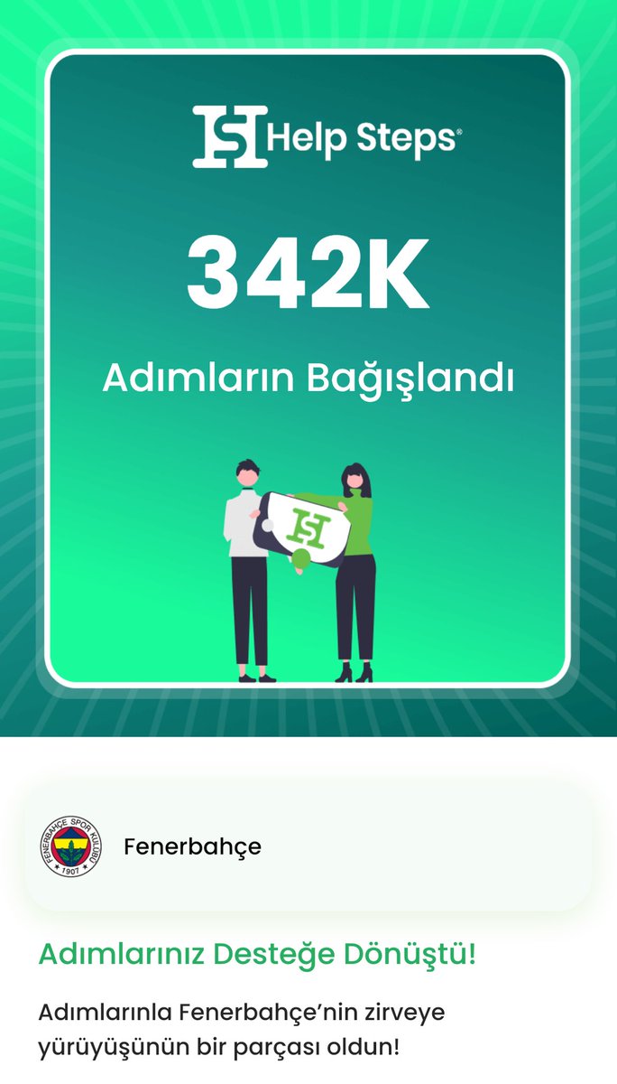 altn7's tweet image. Gün içinde attığım adımlarla Fenerbahçe’nin zirveye olan yürüyüşünün bir parçası oldum! #zirveyeyürüyüş  @helpstepsapp