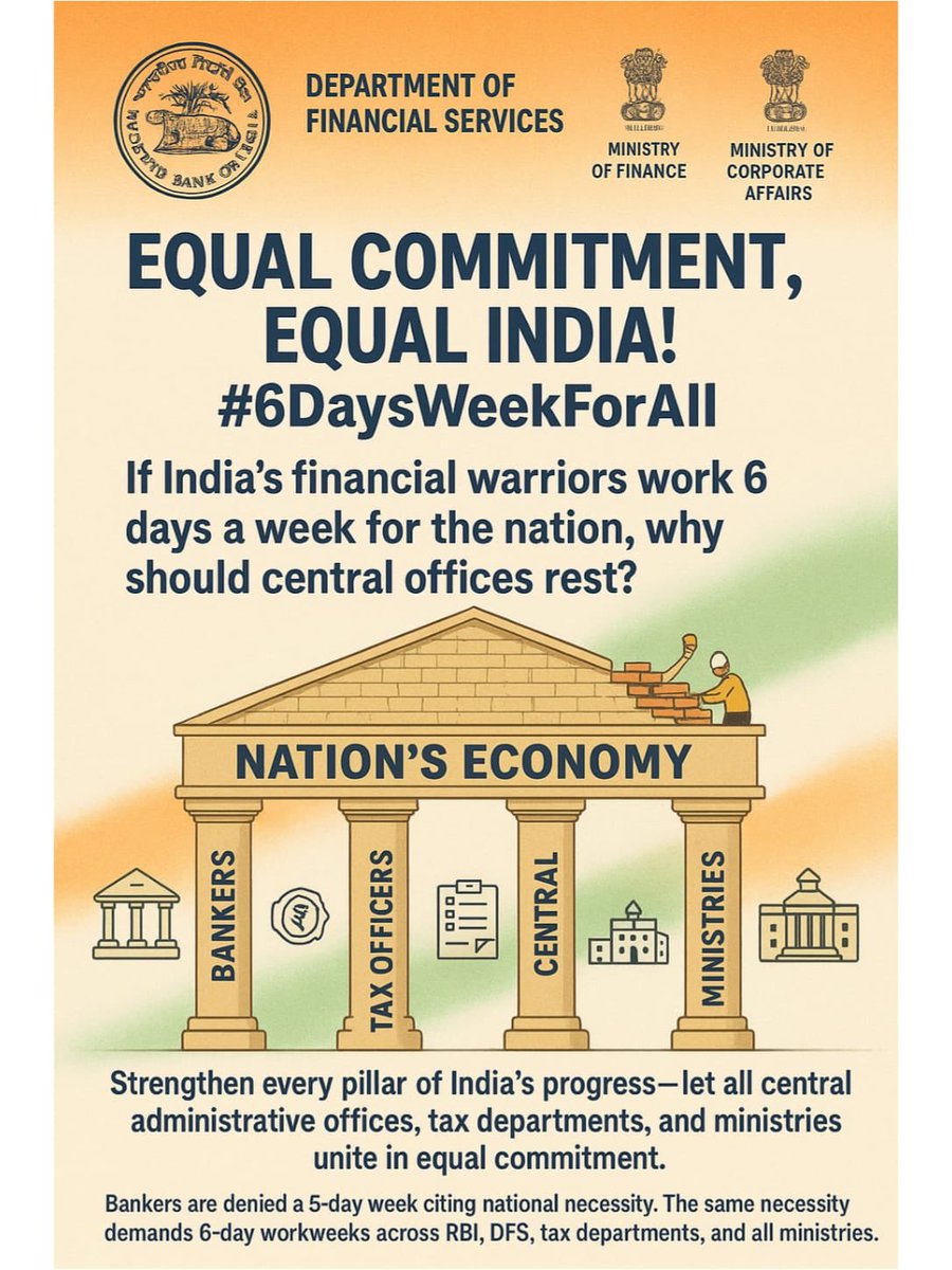 UnderpainK's tweet photo. #6DaysWeekForAll
सरकार से उम्मीद है @DFS_India @RBI @FinMinIndia सबको 6 दिन या 7 दिन काम करने को कहेगी ।
@narendramodi @nsitharaman @khurpenchh https://t.co/Msls7Vugfh