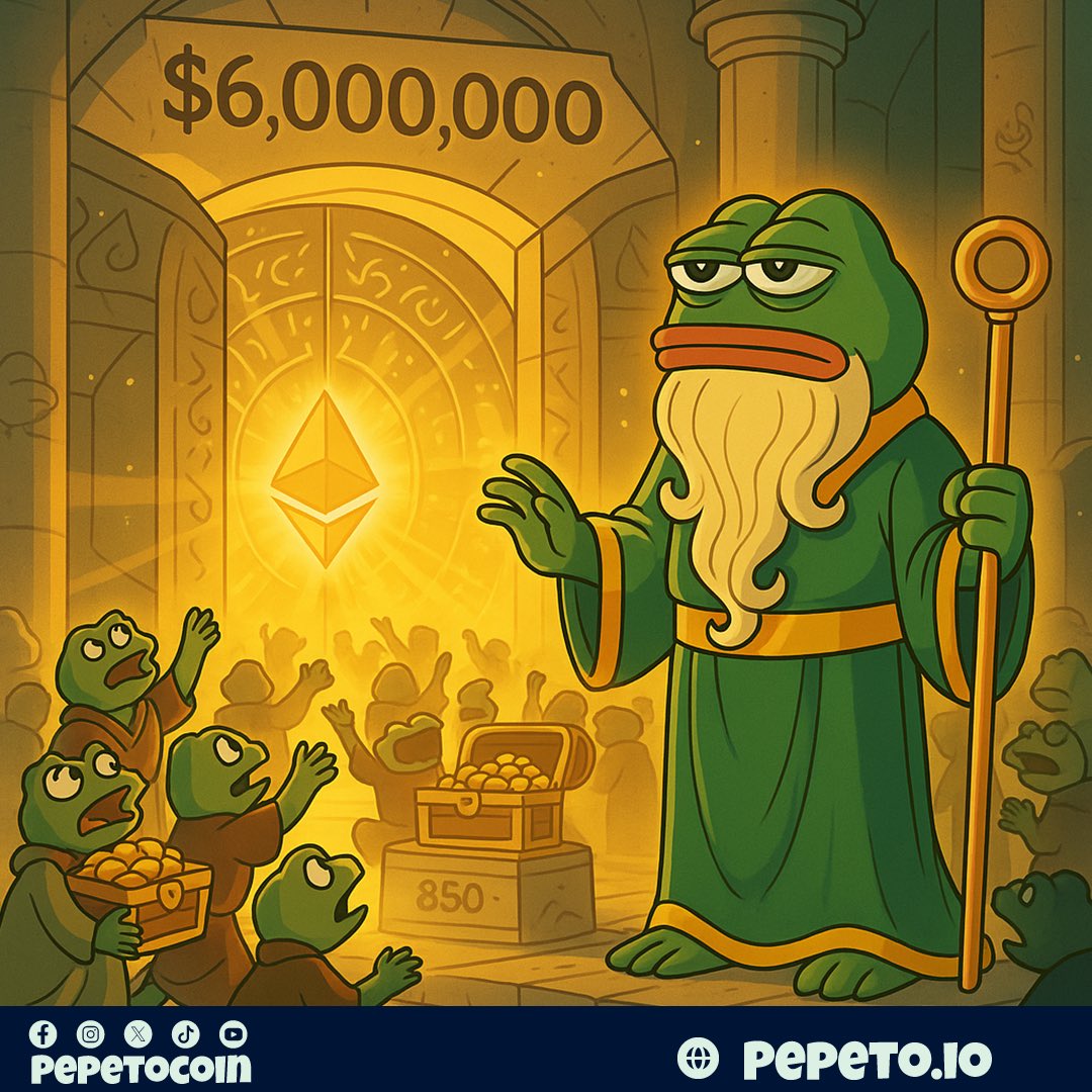 🚨 $6M Raised. One step closer to the day of judgement 🐸

Huge thanks to the chosen frogs.  Chosen by the GOD of frogs.

The current’s moving fast... but there’s still time to jump, for now.

👉 Buy $PEPETO now: pepeto.io

#pepeto #MemeCoin #CryptoPresale