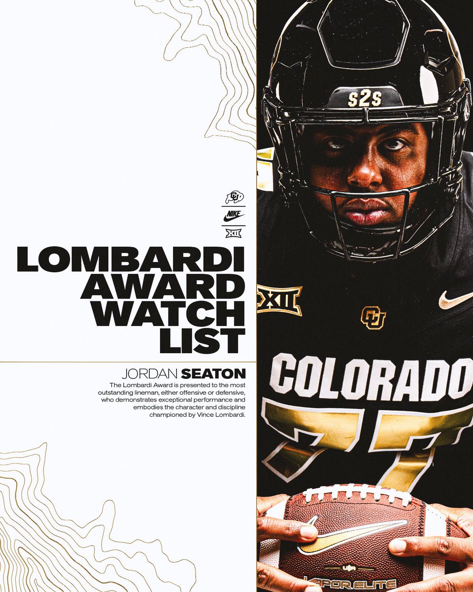 Colorado Buffaloes Football (@cubuffsfootball) on Twitter photo Jordan Seaton has been named to the Lombardi Award Preseason Watchlist. 🦬
<a href="/JordanSeaton_/">Jordan Seaton</a> x #GoBuffs Jordan Seaton has been named to the Lombardi Award Preseason Watchlist. 🦬
<a href="/JordanSeaton_/">Jordan Seaton</a> x #GoBuffs