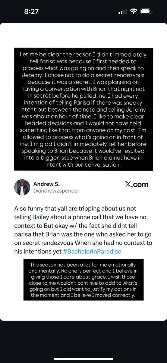 zacharyreality's tweet photo. Bailey responds to Andrew’s tweet 😱 #BachelorInParadise https://t.co/AWJxfzkSdz