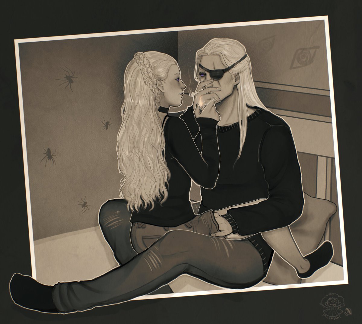 “always you. endlessly you.”

helaena and aemond, gravecest au #tcoaal 

a #helaemond commission 

art by mochishi_03 on instagram✨