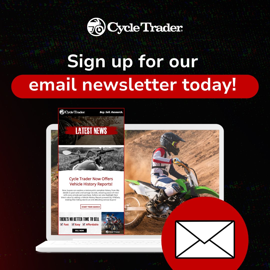 🏍️ Stay ahead of the pack! Sign up for the Cycle Trader newsletter and get the latest bikes, gear tips, riding inspiration &amp; more! Delivered to your inbox. ➡️ brnw.ch/21wUR8g 📨 

#CycleTrader #RideReady #MotorcycleLife #CycleNewsletter #BuySellResearch