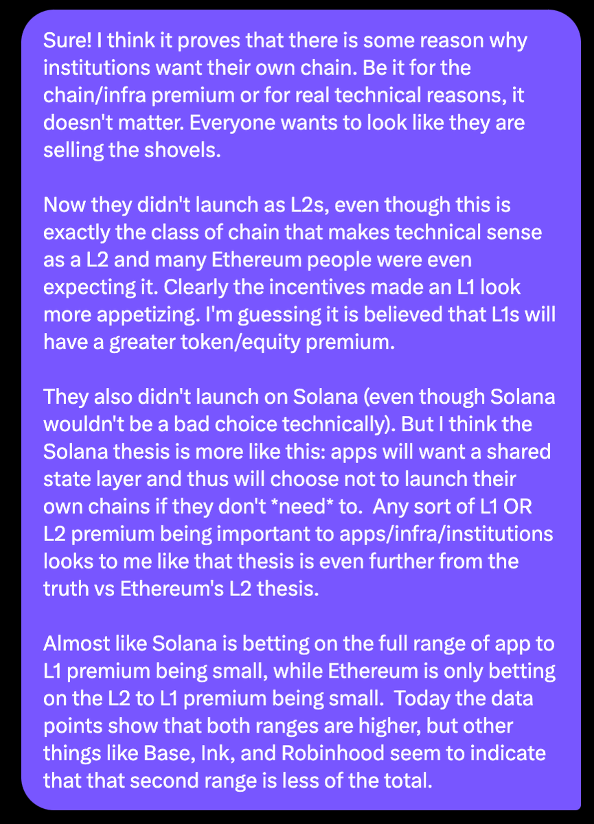Solana 대 Ethereum 논리와 앱의 L1 프리미엄에 대한 추가 설명