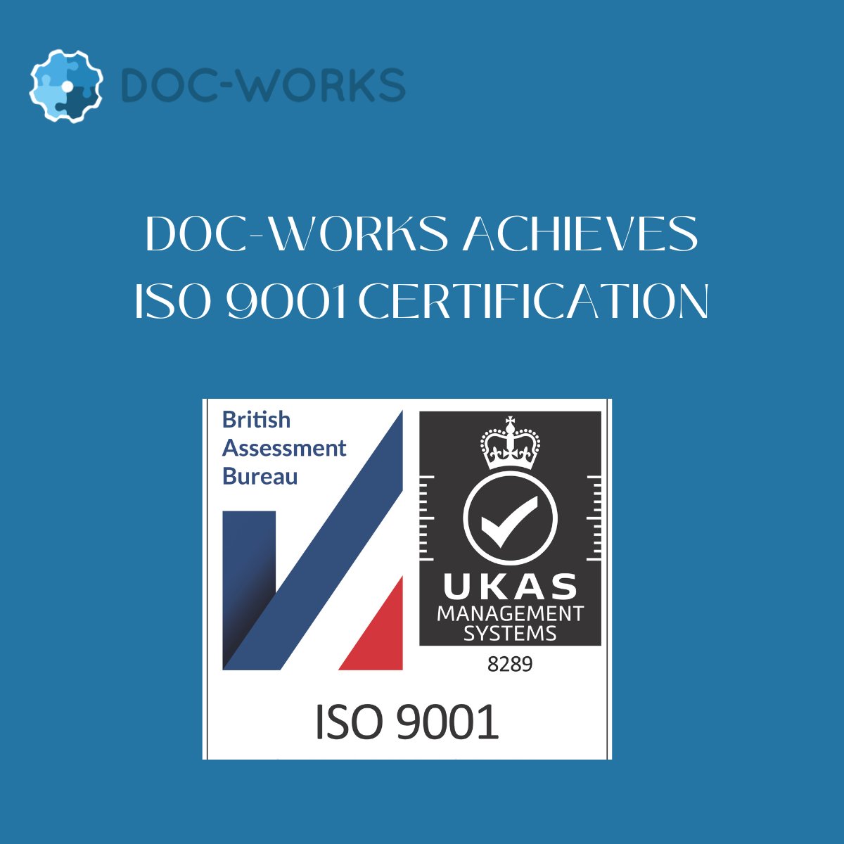 We’re proud to announce that Doc-works has achieved ISO 9001 accreditation, a globally recognised standard for Quality Management Systems. ISO 9001 is not just about a badge, it’s proof of our commitment to consistent quality, continual improvement, and customer satisfaction.