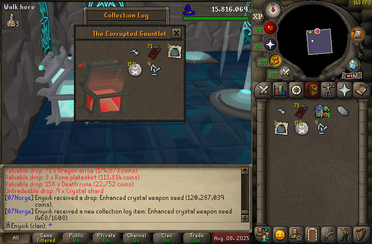 enyxikOSRS's tweet photo. Absolutely insane RNG – greenlogged The Corrupted Gauntlet at just 106 KC! #OSRS #Ironman #CorruptedGauntlet https://t.co/B81Lj9Fx1g