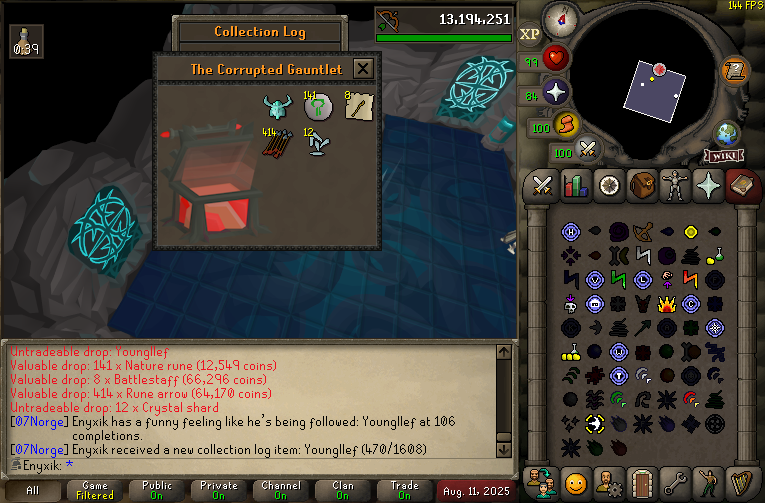 enyxikOSRS's tweet photo. Absolutely insane RNG – greenlogged The Corrupted Gauntlet at just 106 KC! #OSRS #Ironman #CorruptedGauntlet https://t.co/B81Lj9Fx1g