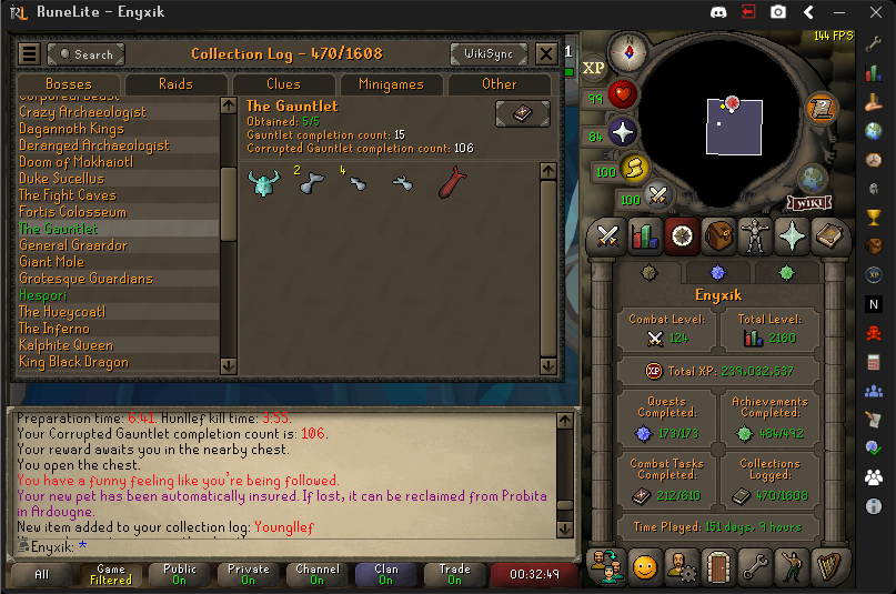 enyxikOSRS's tweet photo. Absolutely insane RNG – greenlogged The Corrupted Gauntlet at just 106 KC! #OSRS #Ironman #CorruptedGauntlet https://t.co/B81Lj9Fx1g