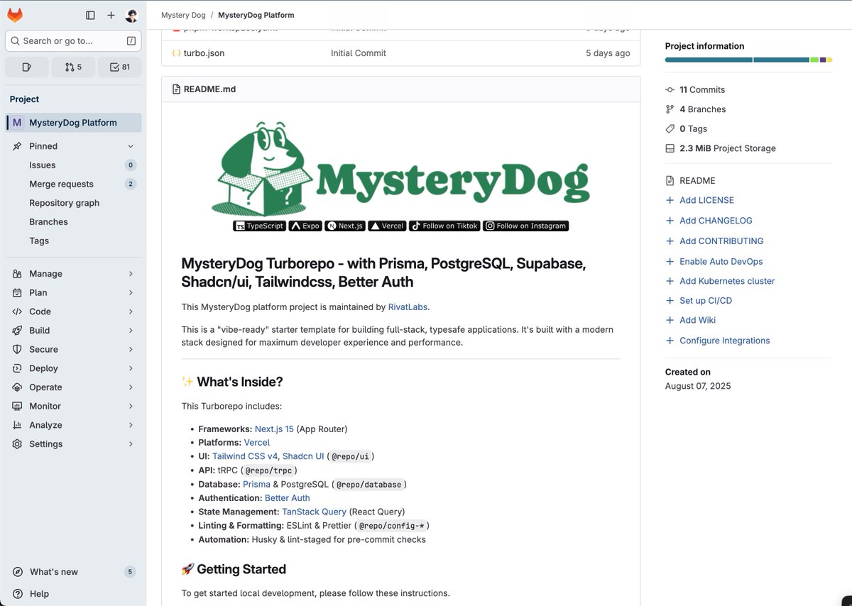 yeem_chantha's tweet photo. Alright, let's talk tech stack for building 🦴 MysteryDog.

The MysteryDog Tech Stack:

📱 Mobile: React Native @expo 
🎨 Styling: @nativewindcss 
⚙️ Backend: @nextjs 
🔗 API: @trpcio 
🗂️ ORM: @prisma 
💾 Database: PostgreSQL @supabase 
🔒 Auth: @better_auth 
✉️ Mail: @resend 
📈 Analytics: @posthog 
🌐 Hosting: @vercel & @awscloud 

We're heavily inspired by the T3 Stack, thanks to @theo incredible work, and using a monorepo setup with @turborepo to manage everything.

My favorite part? TypeScript everywhere. It gives us a ton of confidence to ship fast.

I'll share more details on why we chose each piece in the thread below. 👇