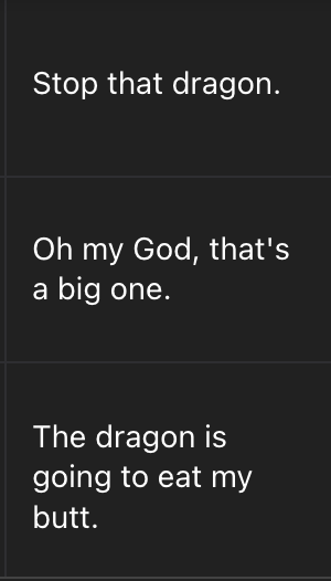 BtuberBeema's tweet photo. I'm trying to get back into things. Really wanting to just get back into making something. 

I checked the ADOBE transcript of this Rlcraft video I'm trying to edit, and it made me laugh. 

Now I'm just wondering if that dragon really did eat my ass or not. https://t.co/jh87Qsvztu