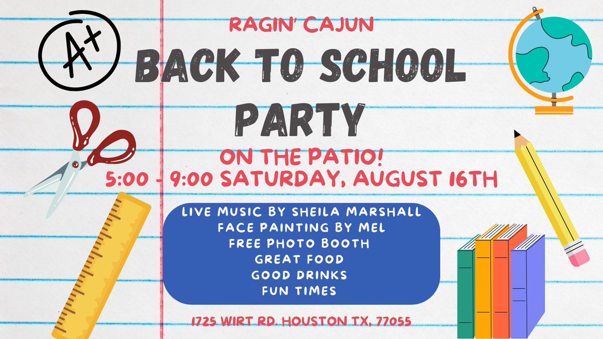 ragincajunhou's tweet image. Saturday, August 16th in Spring Branch. 
1725 Wirt Road. 
#school #springbranch #ragincajun