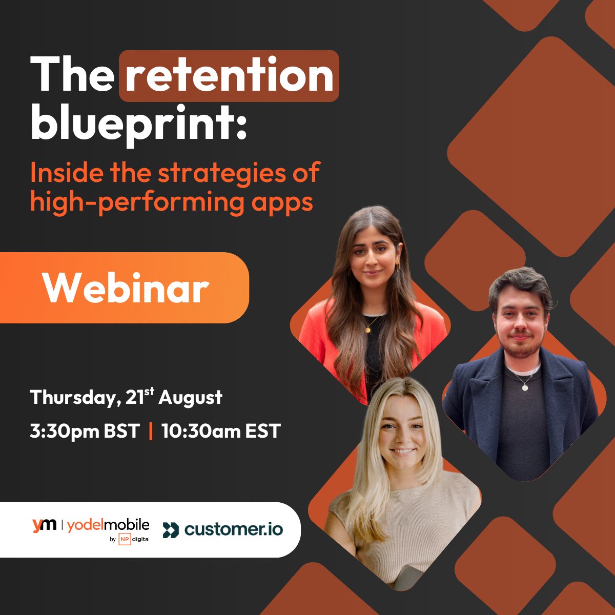 Join Yodel Mobile and Customer.io on the 21st August for a webinar, where we will share the retention blueprint you’ve been looking for - one that’s all about making your users stick long after they've downloaded your app.

Learn more here 👉 yodelmobile.com/is-your-apps-r…