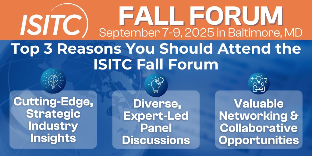 Top 3 reasons to attend #ISITCFallForum:

- Actionable industry insights
-  Expert panels w/ Bloomberg, DTCC, JPMorgan &amp; more
-  Elite networking in financial ops

Join us Sept 7-9 in Baltimore, MD
Register now: isitc.org/events/2025/fa…