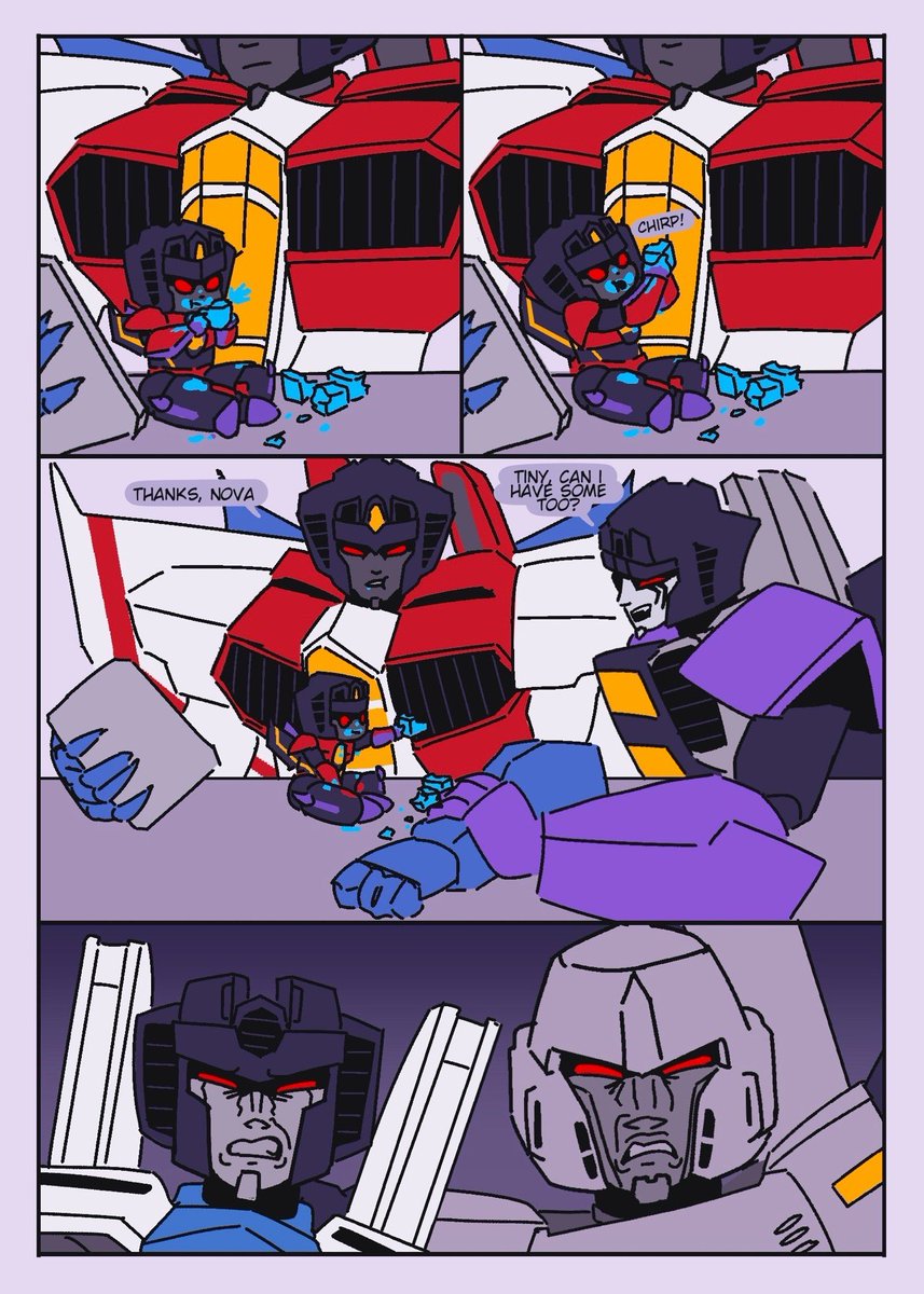 ClassJezter's tweet image. [SE AU] You know how some moms will eat whatever their toddler has chewed up and spit out if offered to them? That’s Starscream. And Skywarp is just usually like this, don’t mind him.