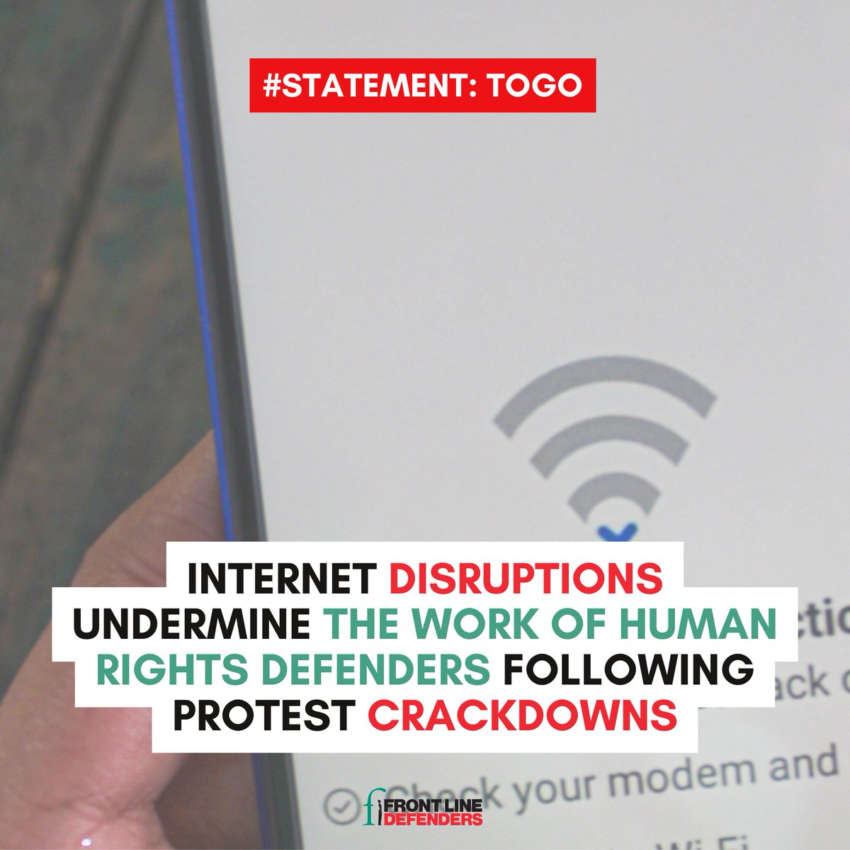 #Togo

Since June 2025, human rights defenders in Togo have faced increasing obstacles while carrying out their human rights work, particularly following mass citizen-led protests in Lomé on 25-27 June 2025.  

Front Line Defenders strongly condemns the targeted restrictions on