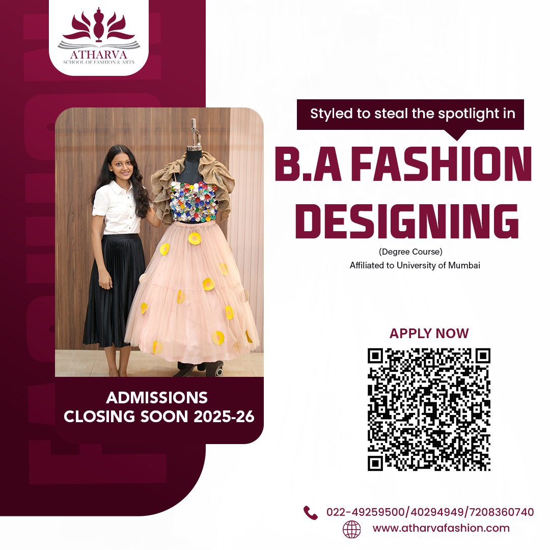 AsfaAtharva's tweet photo. Unleash Your Creativity with a Degree in Fashion Designing! 🌟
Admissions are now open for the academic year 2025–26 at the prestigious Atharva School of Fashion &amp; Arts, recognized by the Government of Maharashtra and affiliated to Mumbai University. https://t.co/JYjUo2JTIs