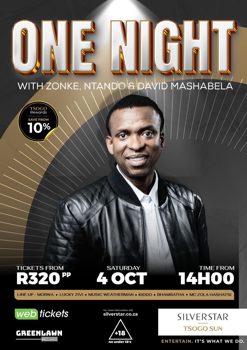 DavidMashabela's tweet photo. Feel like going to One Night with Zonke, Ntando &amp; David Mashabela? Tickets are sold through Webtickets, let's get ours! https://t.co/7I5IqxDA8D https://t.co/yZE1xZTo07