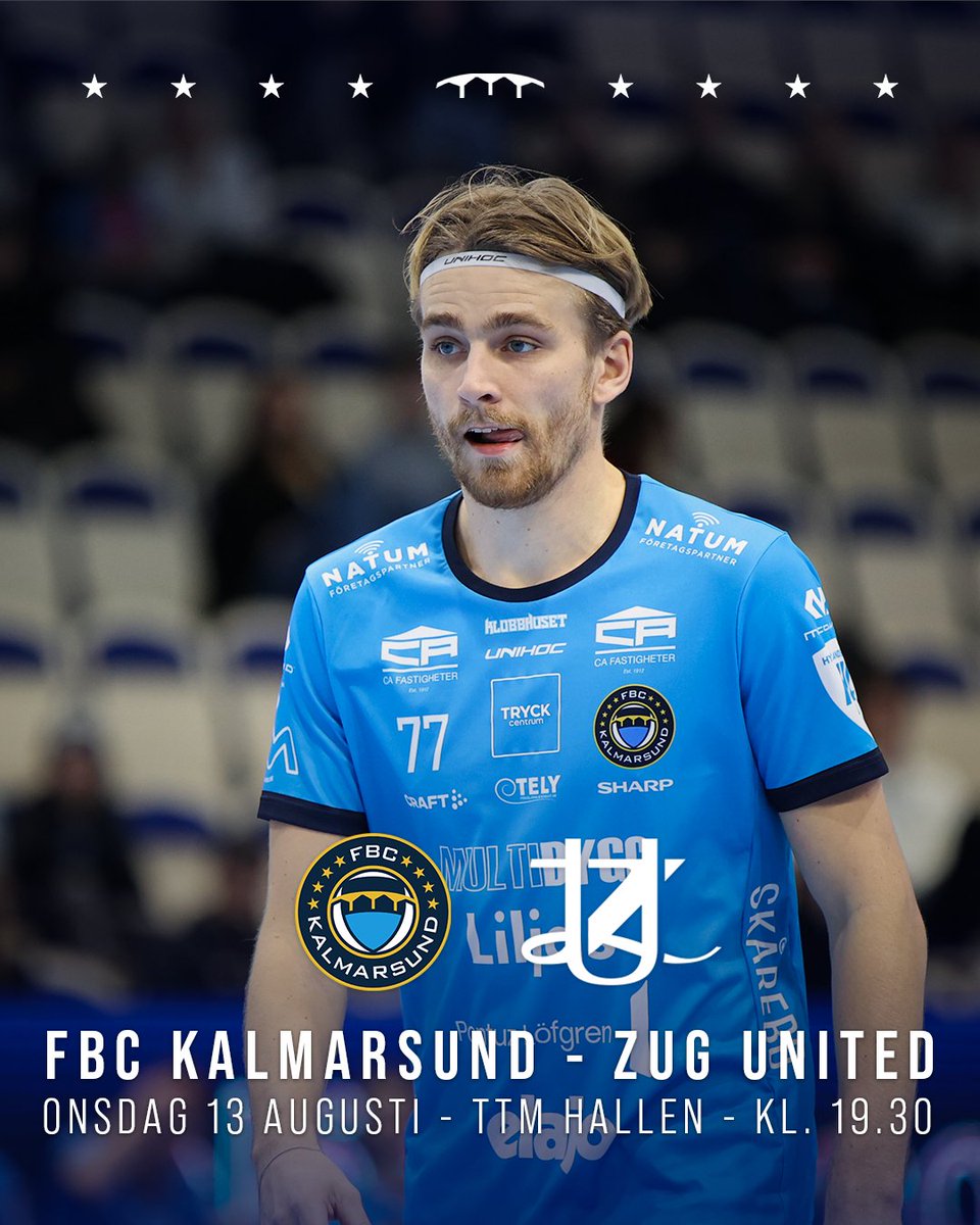 Första träningsmatchen under försäsongen spelas imorgon kl. 19:30 mot Zug i TTM Hallen! 💪🏼

📺 Alla träningsmatcher i TTM Hallen sänds på Innebandy Play, play.innebandy.se/fbc-kalmarsund

🎫 Biljetter köps i dörren:
Vuxen: 90 kr
Pensionär/Student: 50 kr
Barn (0–16 år): Gratis
