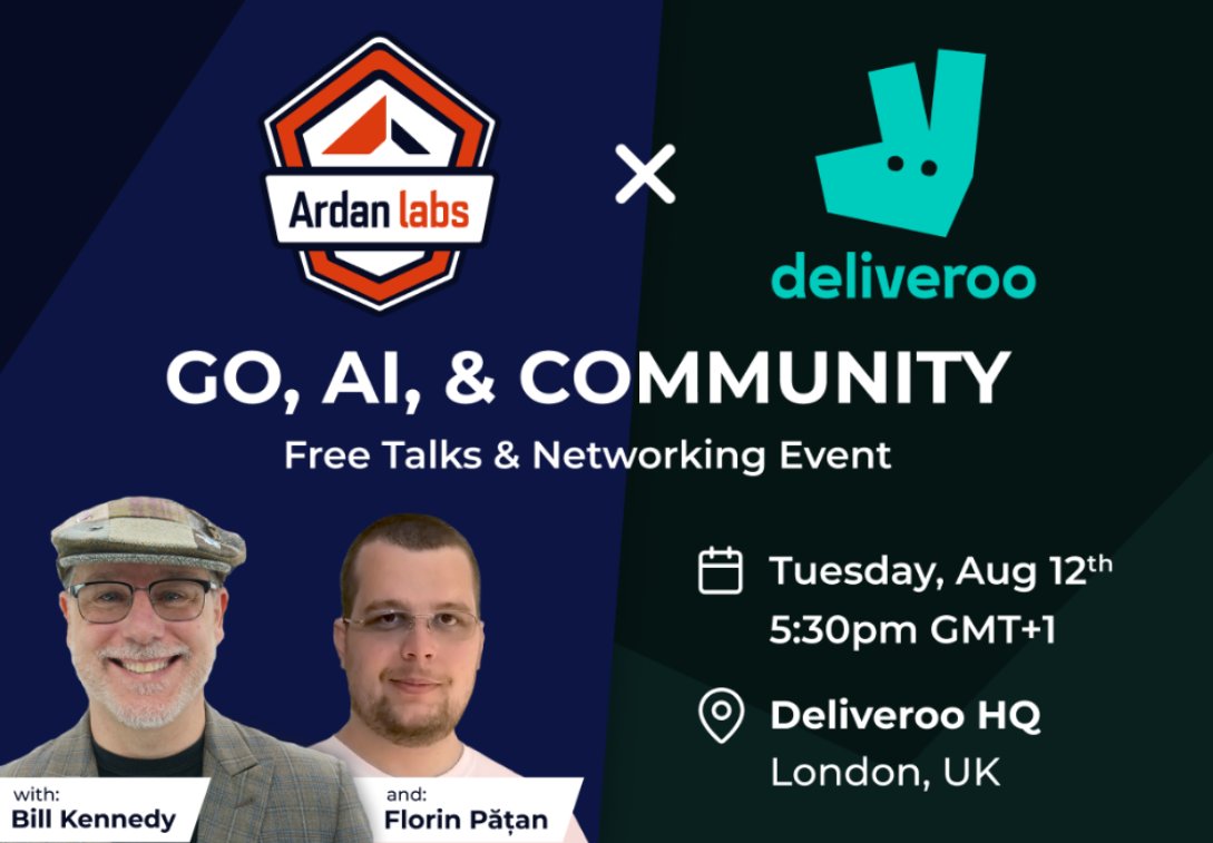 ⏳Just 1 hour to go!

 Today, Go &amp; AI take center stage at <a href="/Deliveroo/">Deliveroo</a>  HQ in London. 🚀

🗓 Today | Aug 12
🕠 5:30–9:00 PM (GMT+1)
📍 Deliveroo HQ, London
Registered attendees, check your email for additional event info.

🔒 Registration is now closed, see you there if you