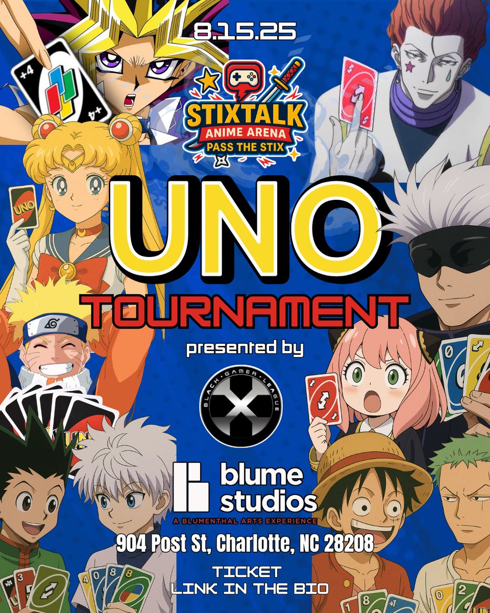 BlkGamerLeague's tweet photo. We have a full lineup this Friday, August 15th at Blume Studios for StiXTalk: Anime Arena!

⭐️Tekken 8 Tournament w/$500 prize pool
⭐️Cosplay Contest

⭐️ Giant UNO Tournament

And more! 

⬇️Grab your Tickets ASAP ⬇️

https://t.co/1NWlv3TKBF https://t.co/lTEMWWx87o