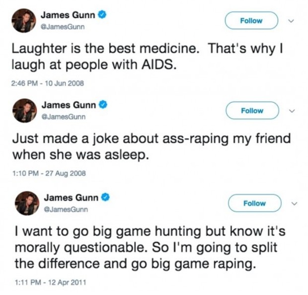 4Monkee's tweet photo. @cosmicbooknews Funny how DC and WB is fine with his this online behaviour of PDF James Gunn?
#BoycottDC #DCComics https://t.co/S5haFkbnJy