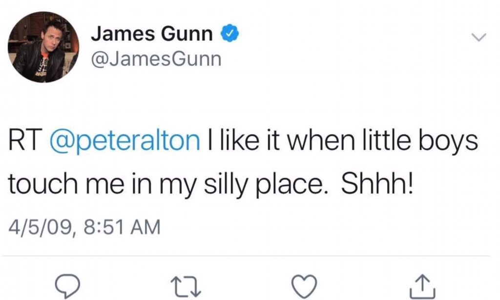 4Monkee's tweet photo. @cosmicbooknews Funny how DC and WB is fine with his this online behaviour of PDF James Gunn?
#BoycottDC #DCComics https://t.co/S5haFkbnJy