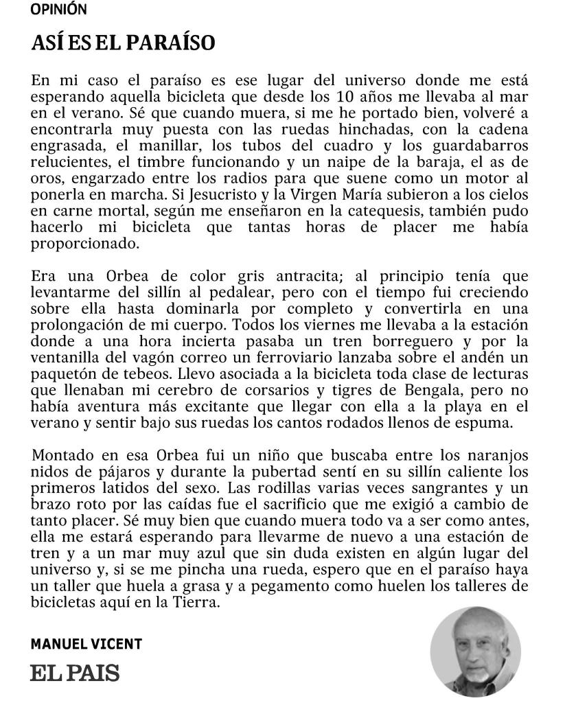 Los que amamos la bicicleta, entendemos este paraíso.