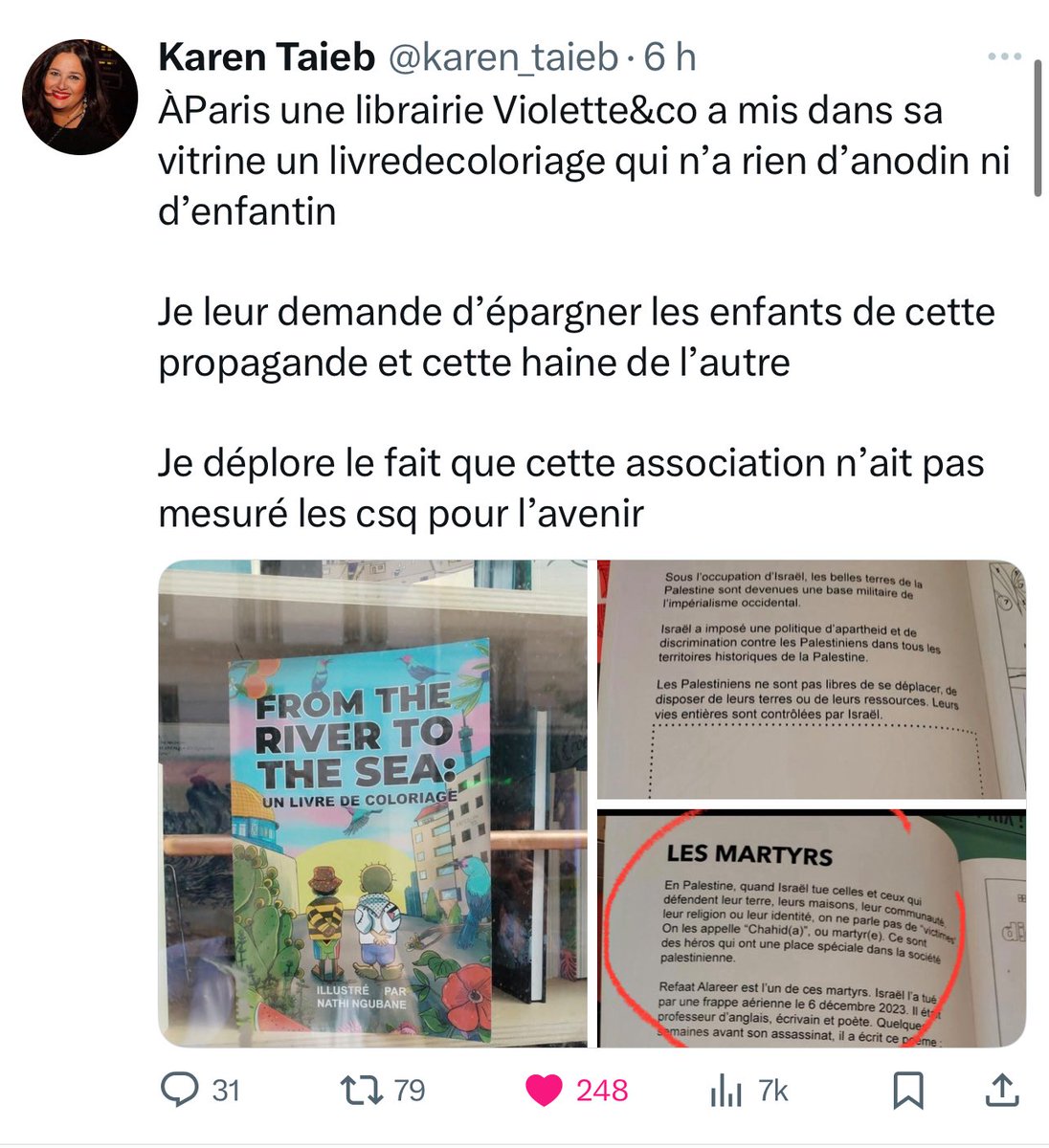 Aurélien Véron (@aurelien_veron) on Twitter photo De 2004 à 2022, la librairie #VioletteAndCo a été un lieu emblématique de la communauté LGBT+.
Depuis 2022, l’orientation a évolué. Les ouvrages visés appellent à éradiquer Israël, comme le souligne <a href="/karen_taieb/">Karen Taieb</a>.
La mairie est-elle complice ou exigera-t-elle des comptes ? De 2004 à 2022, la librairie #VioletteAndCo a été un lieu emblématique de la communauté LGBT+.
Depuis 2022, l’orientation a évolué. Les ouvrages visés appellent à éradiquer Israël, comme le souligne <a href="/karen_taieb/">Karen Taieb</a>.
La mairie est-elle complice ou exigera-t-elle des comptes ?