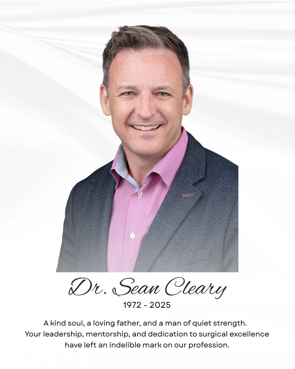 CAGS_ACCG's tweet image. We are deeply saddened by the sudden passing of Dr. Sean Cleary.

CAGS past president and tireless advocate for general surgery, his leadership, mentorship, and friendship touched many.

We extend our heartfelt condolences to family and all who had the privilege of knowing him.