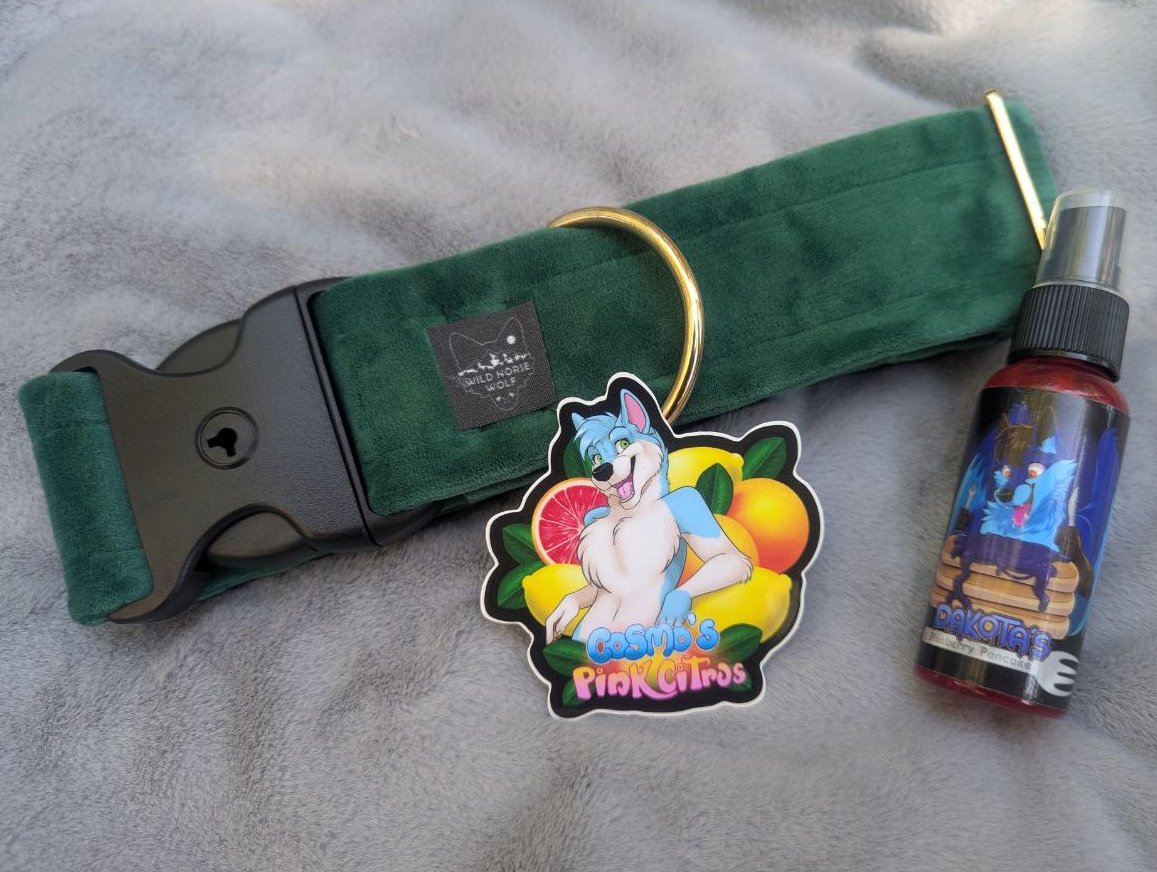 25% off week long sale on collars, stickers, and fursuit sprays!

Like, repost, and follow for a chance to win a FREE custom collar of your own. Winner will be drawn at end of sale (19th of Aug).

Use coupon code: SUMMERSALE 🏖️