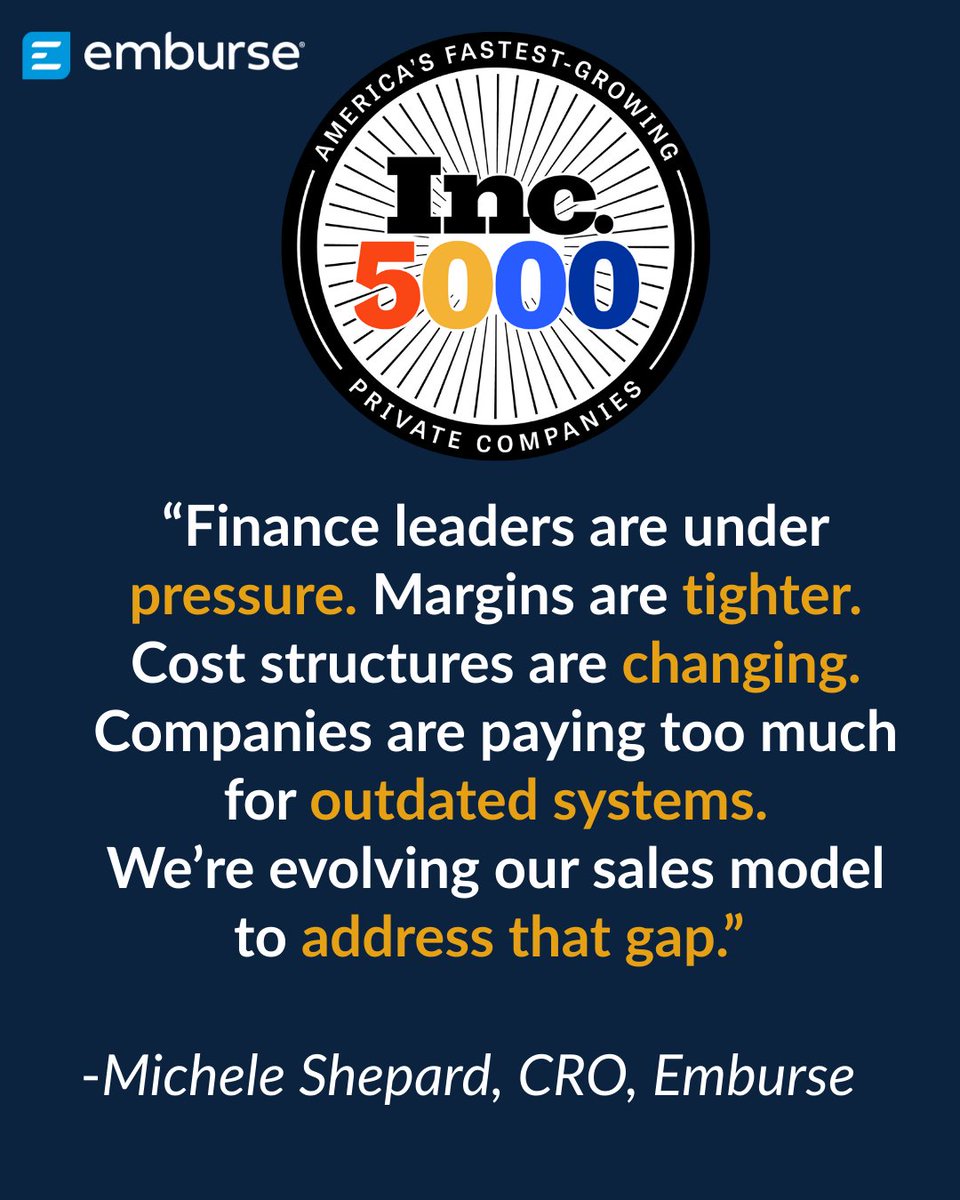 We’re proud to share that Emburse has made the 2025 Inc. Magazine 5000 list of the fastest-growing private companies in the U.S. 🎉
embur.se/inc-5000-ceo-s…

#ExpenseManagement #Accounting