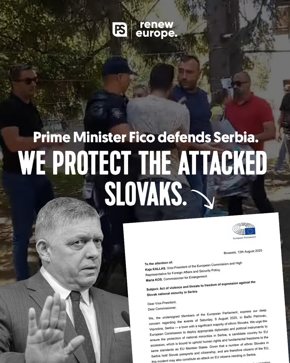 Veronika Cifrova Ostrihonova (@veronikacifrova) on Twitter photo After the violent incident in Bački Petrovac, #Serbia, PM Robert Fico washes his hands — calling it Serbia’s “internal matter.” 🇷🇸
We will not stay silent. Today, we as the #EP delegation of <a href="/progresivne_sk/">Progresívne Slovensko</a> sent a letter to HR/VP <a href="/kajakallas/">Kaja Kallas</a> and Commissioner <a href="/MartaKosEU/">Marta Kos</a> urging After the violent incident in Bački Petrovac, #Serbia, PM Robert Fico washes his hands — calling it Serbia’s “internal matter.” 🇷🇸
We will not stay silent. Today, we as the #EP delegation of <a href="/progresivne_sk/">Progresívne Slovensko</a> sent a letter to HR/VP <a href="/kajakallas/">Kaja Kallas</a> and Commissioner <a href="/MartaKosEU/">Marta Kos</a> urging