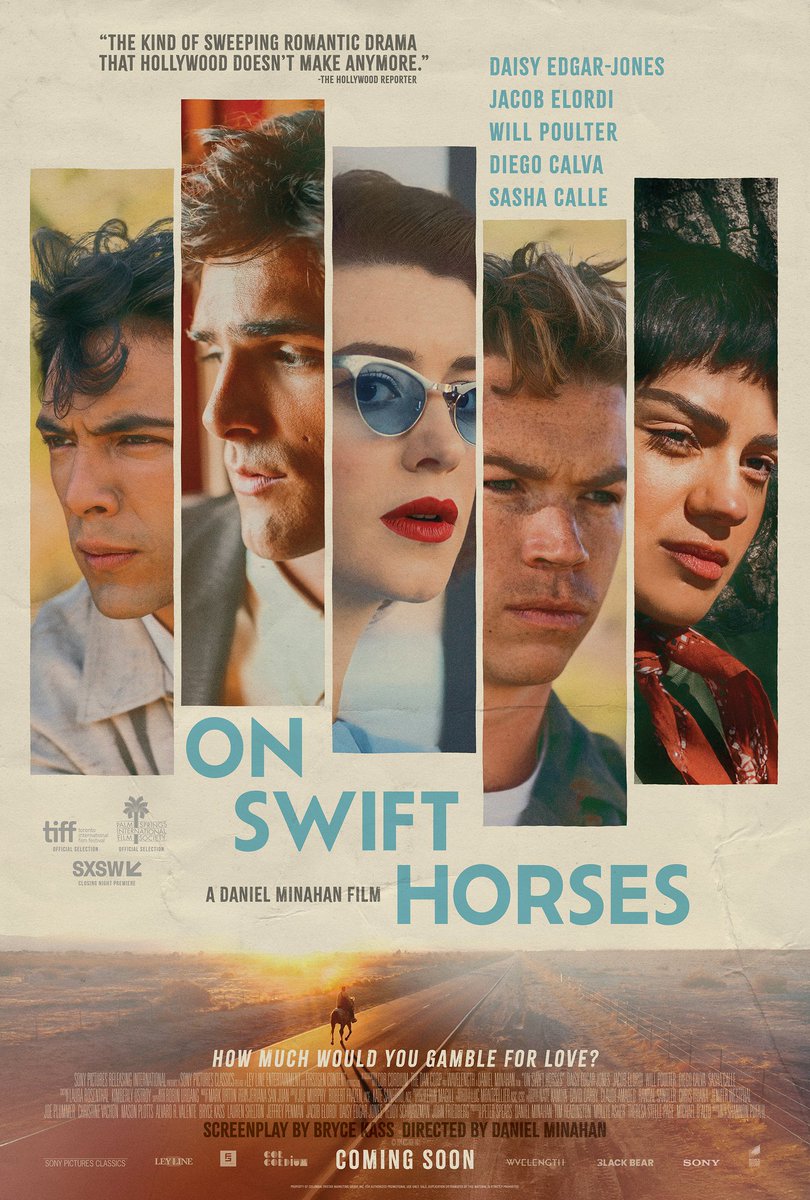 Daisy Edgar-Jones. Jacob Elordi. Will Poulter. Diego Calva. Sasha Calle. #OnSwiftHorses is only in cinemas September 5.