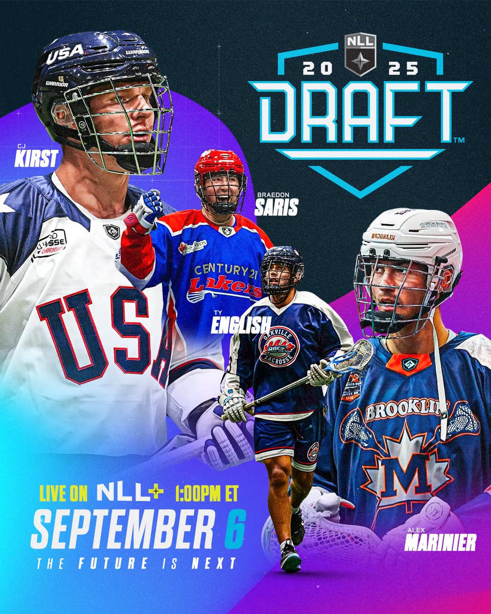 NLL's tweet image. The Future is Next! 🔥
The 2025 NLL Draft is set for September 6 on NLL+.
Read more: nll.com/news/2025-nll-…