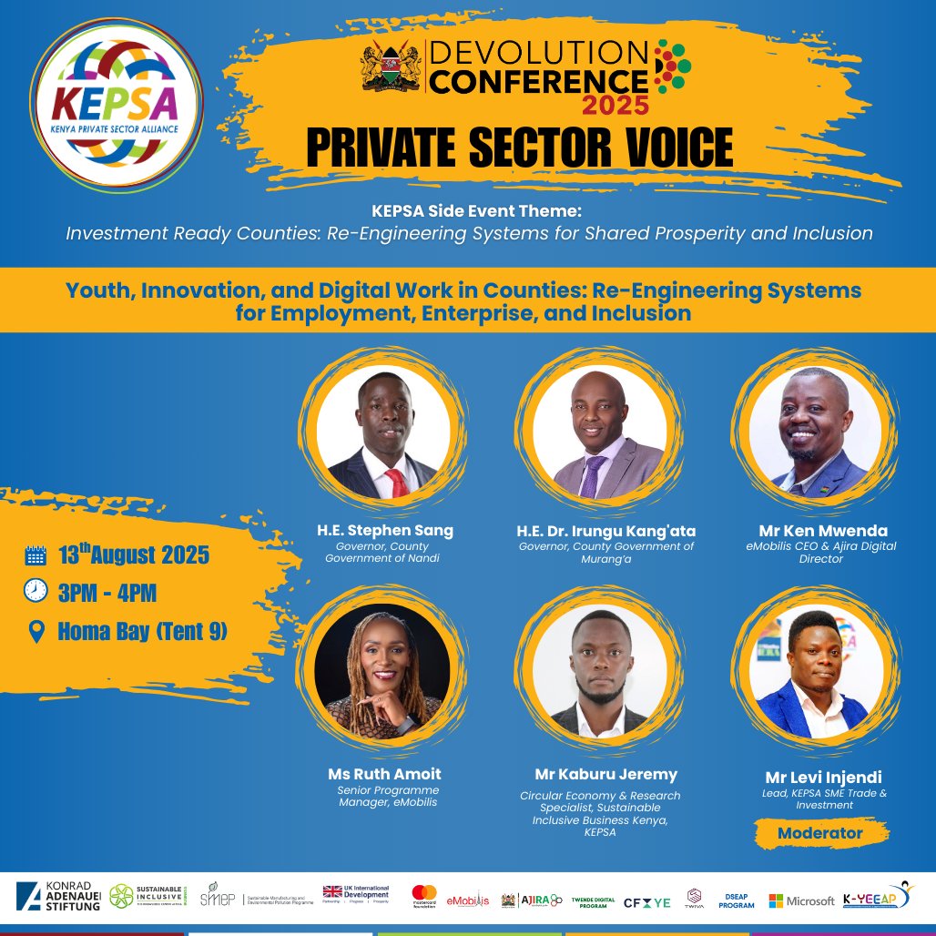 KEPSA_KENYA's tweet photo. Don't miss out on these insightful sessions happening tomorrow at the #devolutionconference2025 
 #KEPSAatDevolutionConference2025

@ehudmg @jasbedikenya @SimbaArati @HonMbetsa @JohnMwendwaOGW @CKK_Kenya @HonKangata @Araap_Sang @RuthAmoit2 @kenyanken https://t.co/TkWlxBUsFR