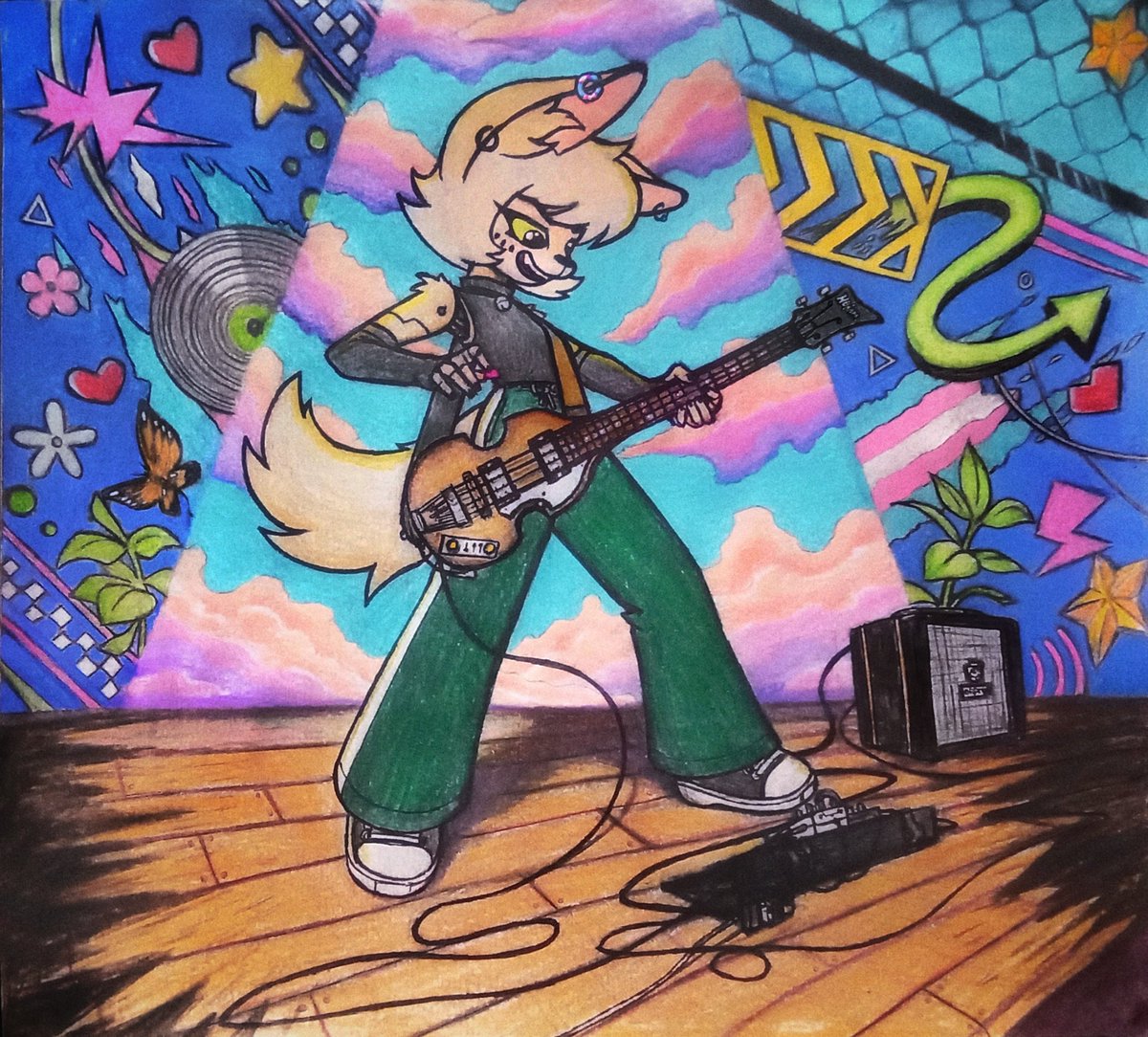 _Valetty's tweet photo. holaaa
Aquí está mi nuevo dibujo ya terminado
☝️😸

Una furra tocando el bajo eléctrico 🔥

Lo que más me tomó tiempo fue hacer el fondo, es la primera vez que hago uno de este estilo, pero creo que al final valió la pena

Y ustedes qué opinan? si quedó bien? :3

#drawing #furry https://t.co/65c8eAiJVc