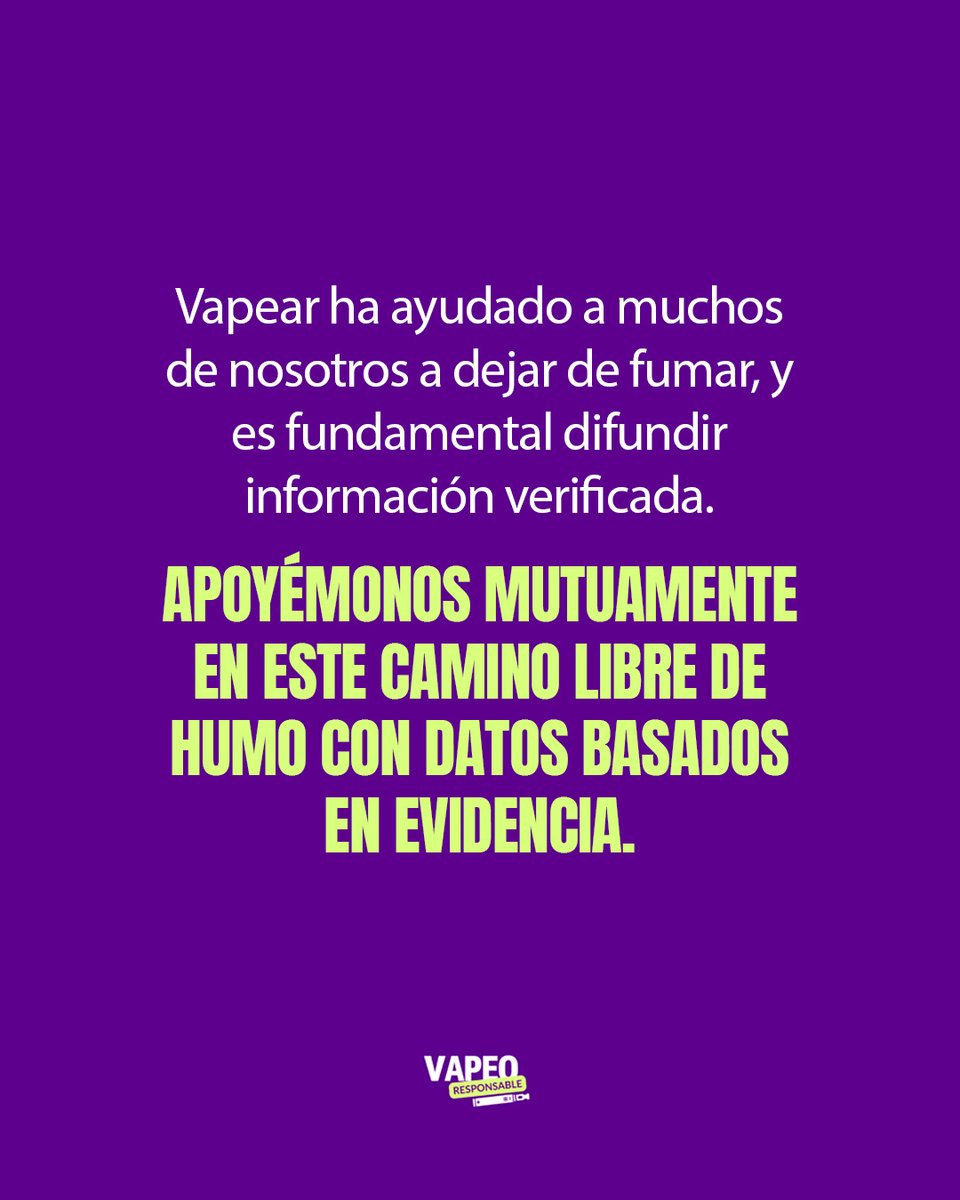 ¡Basta de mitos!

El vapeo es un producto tecnológico e innovador que ayuda a los fumadores a dejar el cigarrillo, y debe ser tratado como tal.

Hemos preparado una política que desmonta los mitos más comunes sobre el vapeo.

🔗 Firma la petición: worldvapersalliance.com/vapeo-responsa…