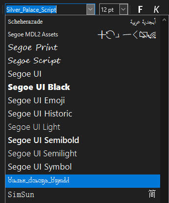 silverpalaceEN's tweet photo. Silver Palace - Guide to Install Font

Heres a quick guide how to install the font on your machine and use it in a text editor.

1. Download (you will a page with the font infromation): https://t.co/Z8ilUcXvXQ
2. Go to your Download folder or the folder you selected when downloading the file.
3. You will find a file named "Silver_Palace_Script_By_Marloncha", open that file and it should look like the third picture below, you should see the "Install" button, click it.
4. After installing, open any text editor your choice and open the font selection, in my example i used LibreOffice Writer, type in "Silver_Palace_Script" and it will be highlighted like below. 

After that you can happily use the font of our favourite game :)

Btw Marloncha posted the file as "Silver_Palace_Script" thats the reason it will install like that, i just added the By_Marloncha to stop confusion.

#SilverPalace