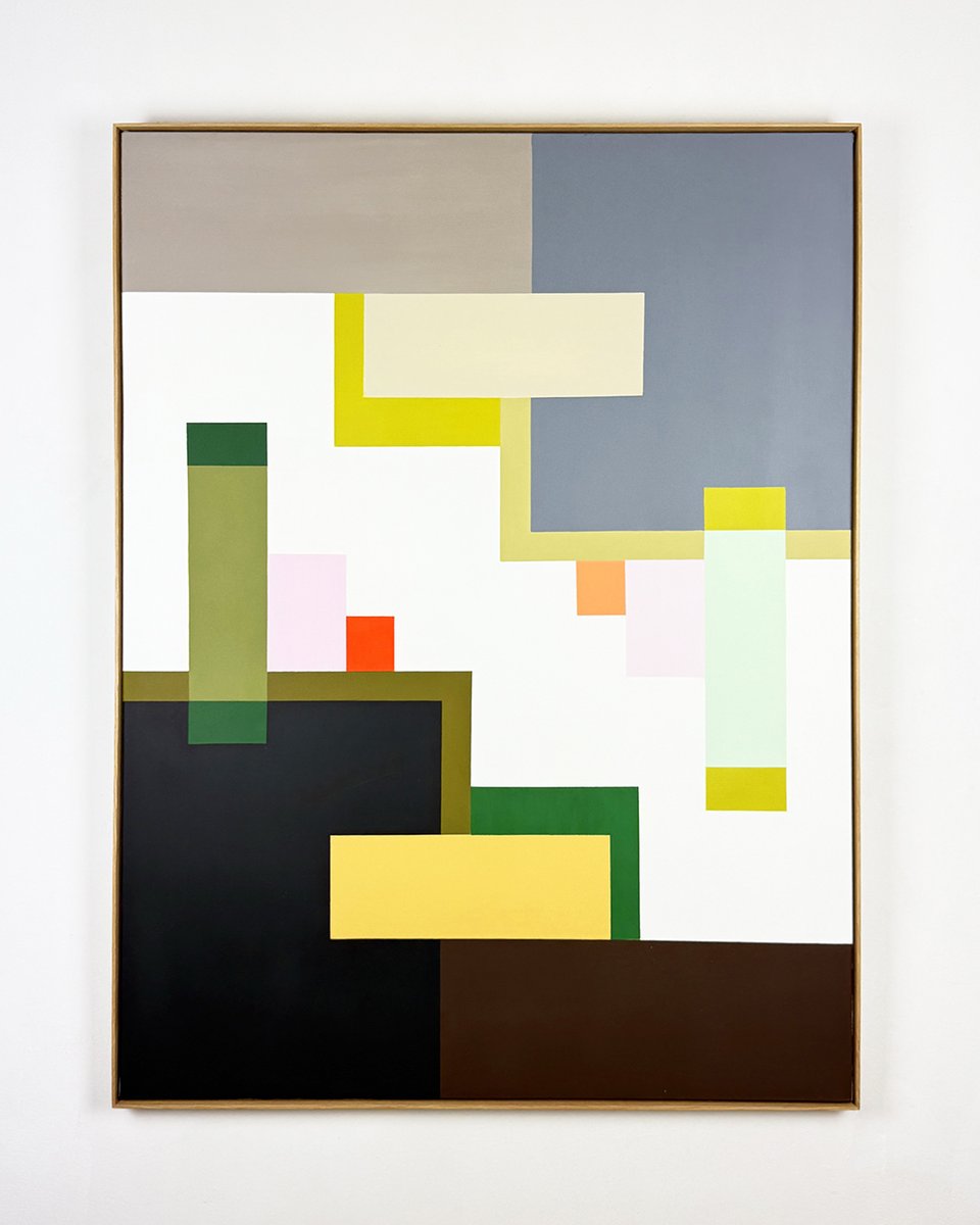 We have recently received new artworks from Emma Harcourt, an intriguing collection of paintings that use shape and colour that plays with both contrast and harmony. 

Intersecting Lines 1, 124 x 93cm
Structural Play, 124 x 93cm
Echoes of Form, 124 x 93cm