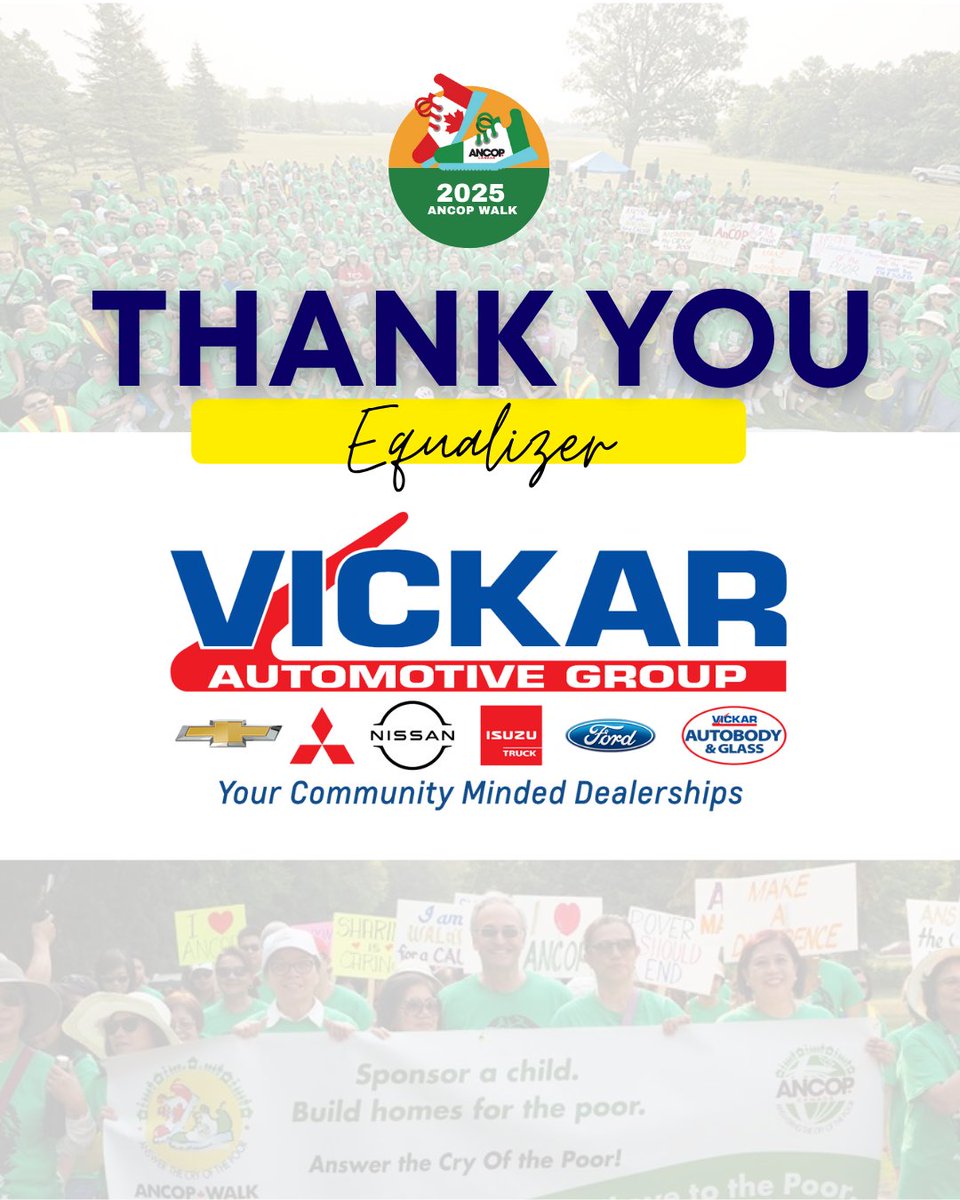ancopcanada's tweet photo. Driving hope forward!
Big thanks to our Equalizer Sponsor, Vickar Automotive Group, for championing ANCOP Walk 2025. Visit them at https://t.co/cCkvY1KsPn.
#ANCOPWalk2025 #EqualizerSponsor #HopeInMotion https://t.co/RHQGlrfgit