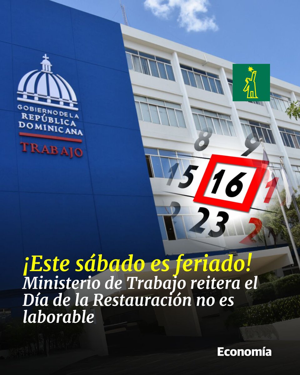 DiarioLibre's tweet photo. 💰 |#EconomíaDL| La disposición deberá cumplirse en todos los establecimientos del país

🔗 https://t.co/Cz9fZ8Y3gl

#DiarioLibre #Feriado #DíaDeLaRestauración #NoLaborable https://t.co/FrMOS1Iz24