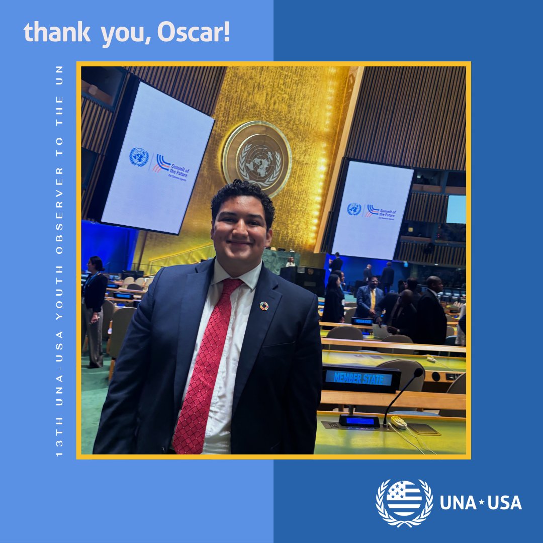 UNAUSA's tweet photo. Thank you, @OscarALopezIII! As the 13th UNA-USA Youth Observer to the UN, your service from Aug 2024 to Jul 2025 was truly inspiring. We are so grateful for your passion and leadership. #UNAYouthObserver #USAforUN https://t.co/Nop06e6jhN