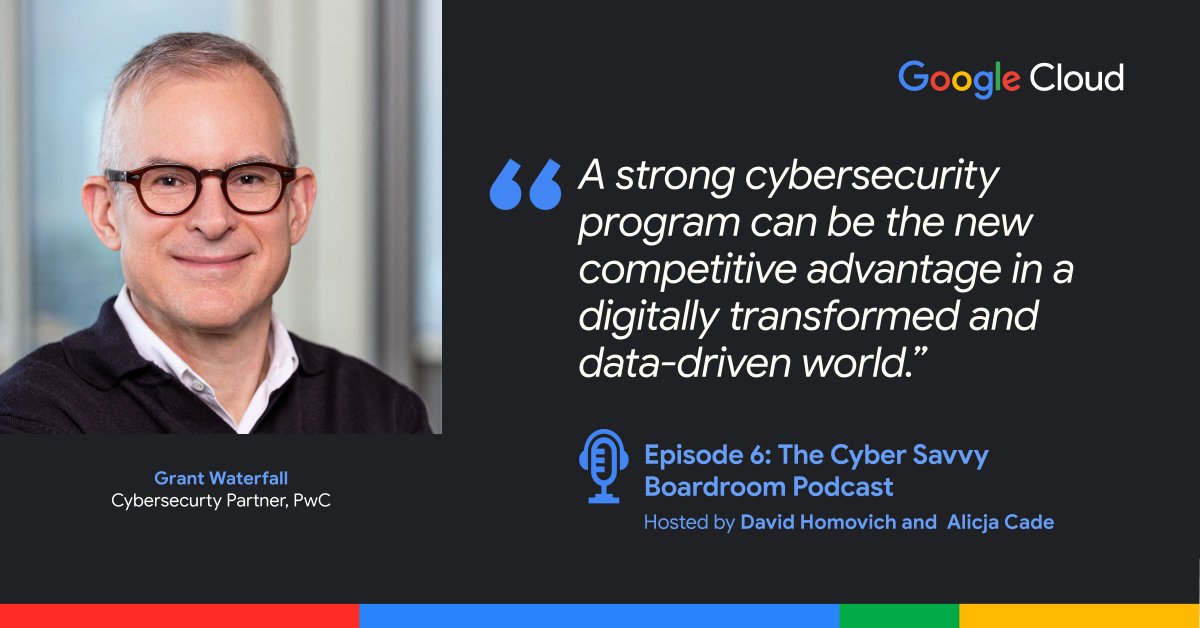 Google Cloud Security (@googlecloudsec) on Twitter photo If boards have a clearer understanding of their threat environment, it’s much easier to allocate capital in the right places. In episode 6, guest Grant Waterfall highlights the growing value of cybersecurity on the financial bottom line.
🎧 Listen now → bit.ly/4fAGhCn If boards have a clearer understanding of their threat environment, it’s much easier to allocate capital in the right places. In episode 6, guest Grant Waterfall highlights the growing value of cybersecurity on the financial bottom line.
🎧 Listen now → bit.ly/4fAGhCn